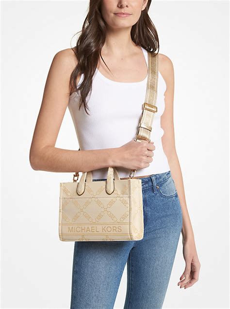 Aria Large Signature Logo Jacquard Tote Bag 